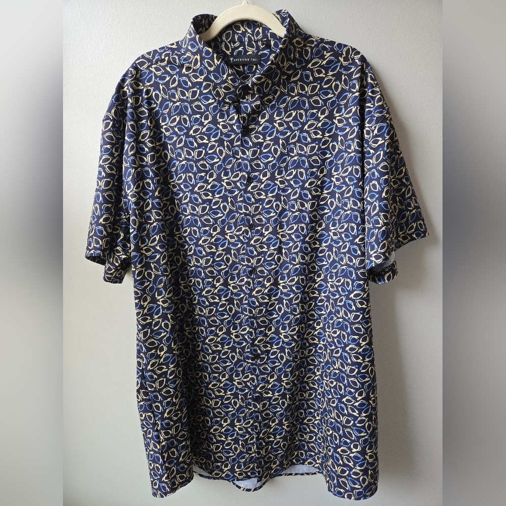 American Tall- Men's Blue Patterned Shirt